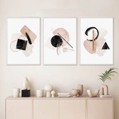 Modern Nordic Abstract Minimalist Wall Art Peach Beige Pictures For Living Room Bedroom Art Decor