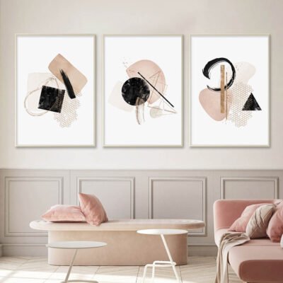 Modern Nordic Abstract Minimalist Wall Art Peach Beige Pictures For Living Room Bedroom Art Decor