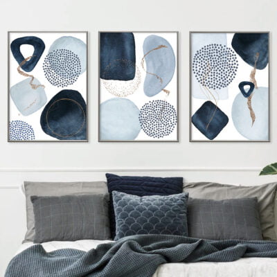 Modern Nordic Abstract Watercolor Blue Beige Pink Fine Art Canvas Prints For Living Room