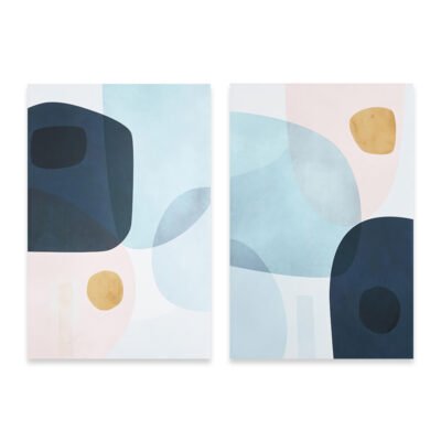 Modern Shades Of Blue Pink Abstract Wall Art Pictures For Bedroom Living Room Wall Decor