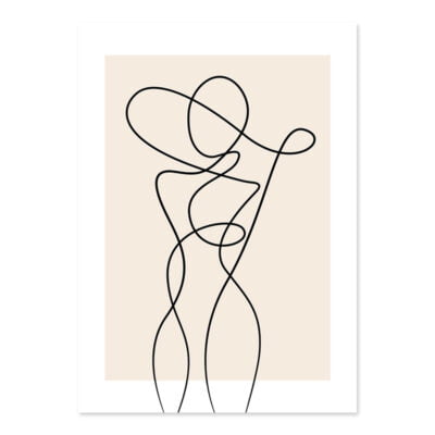 Neutral Beige Minimalist Natural Lifestyle Figure Art Gallery Wall Art Pictures For Living Room