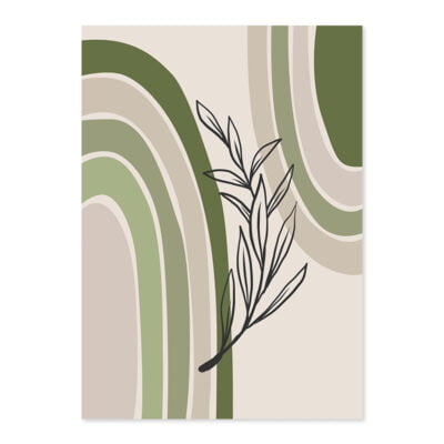 Neutral Colors Mid Century Abstract Botanical Landscape Gallery Wall Art Pictures For Living Room