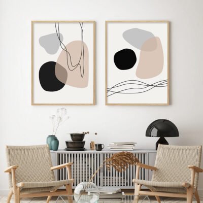 Neutral Colors Minimalist Abstract Nordic Wall Art Pictures For Modern Living Room Wall Decor