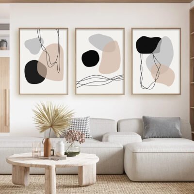 Neutral Colors Minimalist Abstract Nordic Wall Art Pictures For Modern Living Room Wall Decor