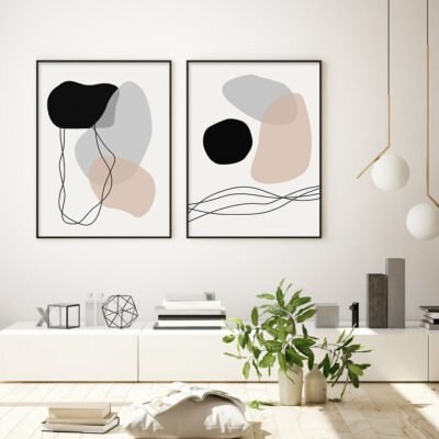 Neutral Colors Minimalist Abstract Nordic Wall Art Pictures For Modern Living Room Wall Decor