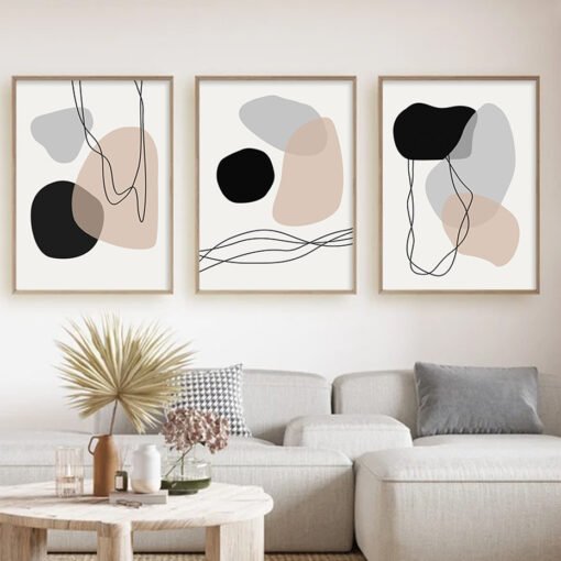 Neutral Colors Minimalist Abstract Nordic Wall Art Pictures For Modern Living Room Wall Decor