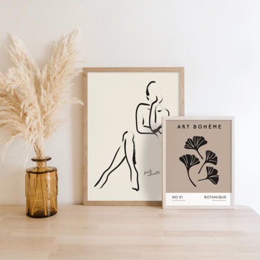 Neutral Colors Modern Minimalist Bohemian Gallery Wall Art Pictures For Natural Living Room Decor