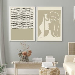 Pale Green Beige Modern Abstract Minimalist Lifestyle Gallery Wall Decor For Living Room