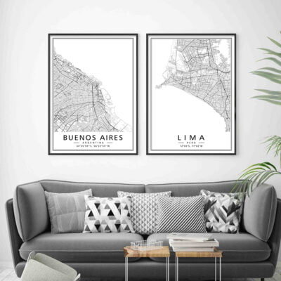 Rio De Janeiro Lima Santiago Wall Map South America City Map Wall Art For Home Office Decor