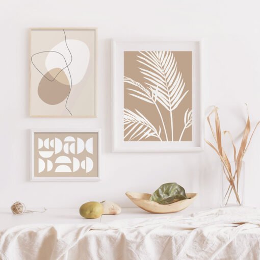 Shades Of Beige Abstract Botanical Line Art Figure Art Lifestyle Gallery Wall Pictures For Bedroom