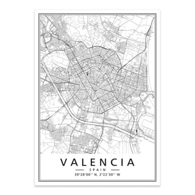 Spain City Maps Madrid Barcelona Wall Map Posters Modern Black White Pictures For Home Office