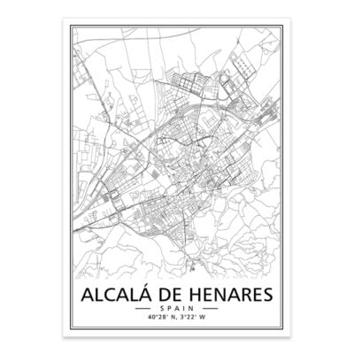 Spain City Maps Madrid Barcelona Wall Map Posters Modern Black White Pictures For Home Office