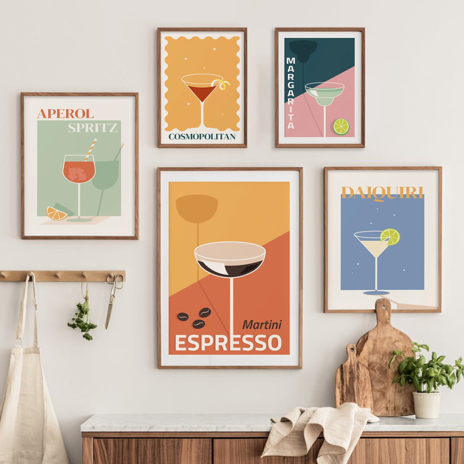 Trendy Espresso Cosmopolitan Cocktail Bar Wall Decor Pictures For Kitchen Cafe Bar Decor