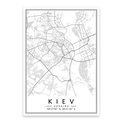 Ukraine Kiev City Wall Map Wall Art Black White Ukraine City Map Posters For Home Office Wall Decor