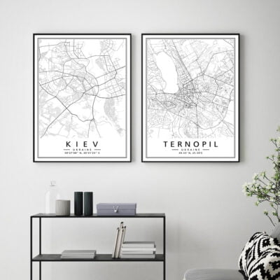 Ukraine Kiev City Wall Map Wall Art Black White Ukraine City Map Posters For Home Office Wall Decor