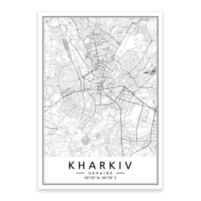 Ukraine Kiev City Wall Map Wall Art Black White Ukraine City Map Posters For Home Office Wall Decor