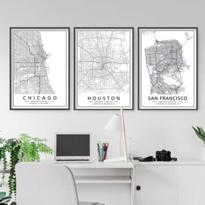 United States City Map Wall Art Brooklyn New York Wall Map Black White Pictures For Home Office