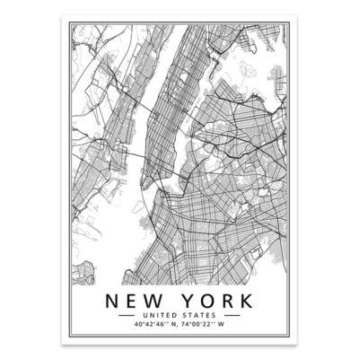 United States City Map Wall Art Brooklyn New York Wall Map Black White Pictures For Home Office