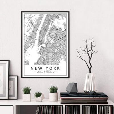 United States City Map Wall Art Brooklyn New York Wall Map Black White Pictures For Home Office