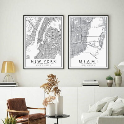 United States City Map Wall Art Brooklyn New York Wall Map Black White Pictures For Home Office