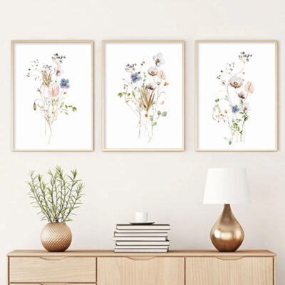 Wild Meadow Floral Simple Botanical Pictures For Living Room Dining Room Home Art Decor