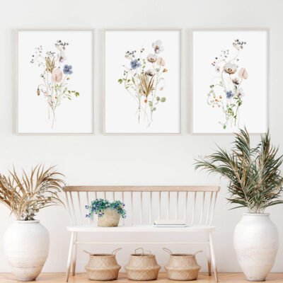 Wild Meadow Floral Simple Botanical Pictures For Living Room Dining Room Home Art Decor