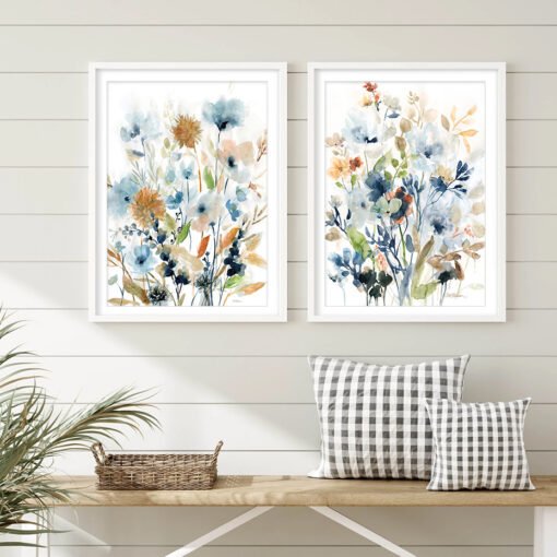 Wild Meadow Floral Simple Botanical Pictures For Living Room Dining Room Home Art Decor