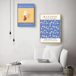 Abstract Vintage Art Expo Posters Wall Art Blue White Pictures For Modern Living Room Wall Decor