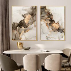 Abstract Black Beige Golden Marble Print Abstract Wall Art Pictures For Bedroom Luxury Living Room Decor