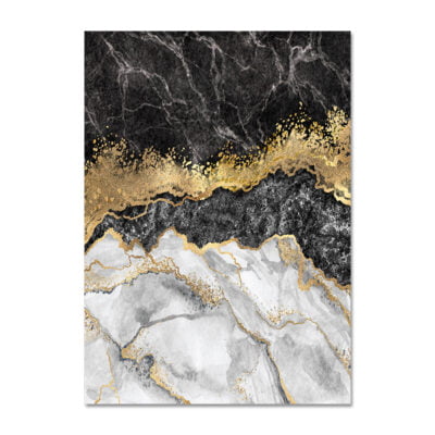 Abstract Black Golden Marble Print Wall Art Fashion Pictures For Modern Luxury Living Room Decor