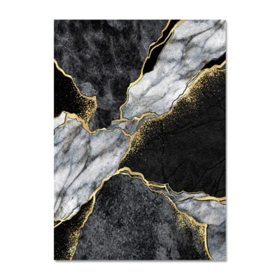 Abstract Black Golden Marble Print Wall Art Fashion Pictures For Modern Luxury Living Room Decor