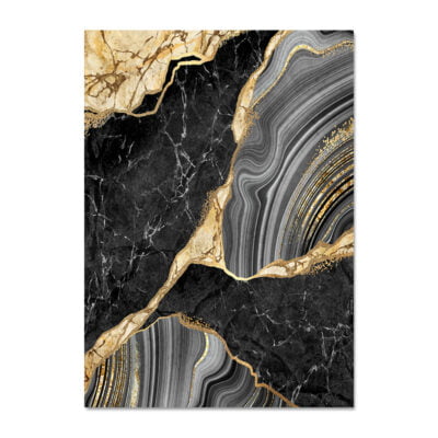 Abstract Black Golden Marble Print Wall Art Fashion Pictures For Modern Luxury Living Room Decor