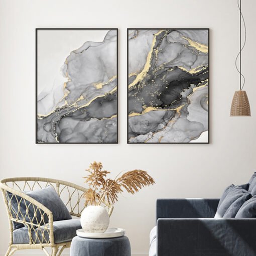 Abstract Liquid Marble Print Wall Art Modern Neutral Color Pictures For Living Room Wall Decor