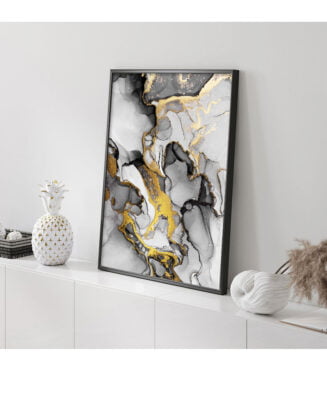 Black Golden Marble Abstract Wall Art Pictures For Luxury Living Room Studio Salon Art Decor