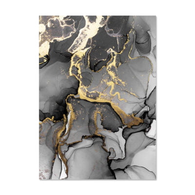 Black Golden Marble Abstract Wall Art Pictures For Luxury Living Room Studio Salon Art Decor