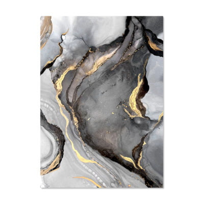 Black Golden Marble Abstract Wall Art Pictures For Luxury Living Room Studio Salon Art Decor