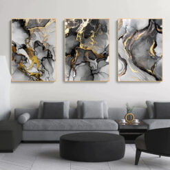 Black Golden Marble Abstract Wall Art Pictures For Luxury Living Room Studio Salon Art Decor