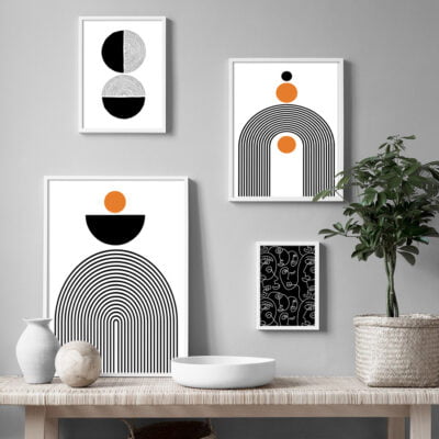 Black White Minimalist Abstract Gallery Wall Art Pictures For Modern Apartment Living Room Decor