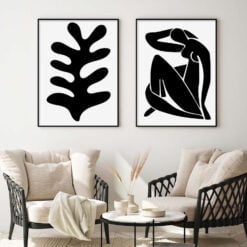 Black White Minimalist Abstract Gallery Wall Art Pictures For Modern Apartment Living Room Decor