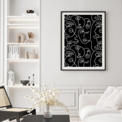 Black White Minimalist Abstract Gallery Wall Art Pictures For Modern Apartment Living Room Decor