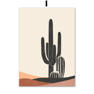 Cactus Terracotta Abstract Bohemian Minimalist Gallery Wall Art Pictures For Modern Living Room Decor