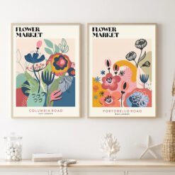 Colorful Vintage Abstract Floral Art Expo Posters Wall Art Fine Art Canvas Prints For Living Room