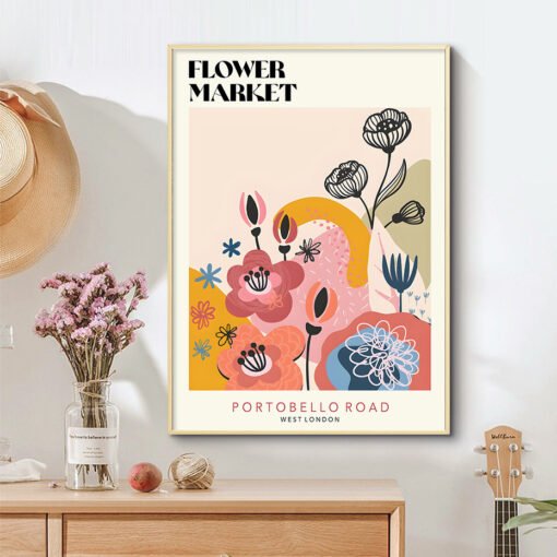 Colorful Vintage Abstract Floral Art Expo Posters Wall Art Fine Art Canvas Prints For Living Room