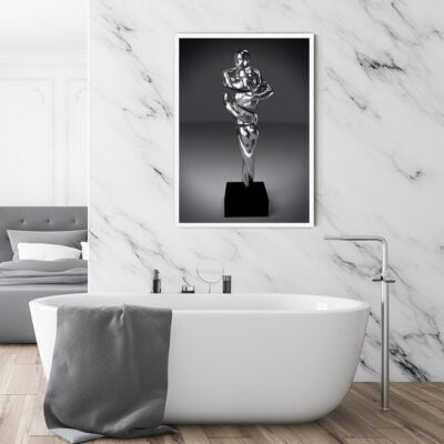 Cyborg Lovers Modern Metallic 3d Design Figure Art Fine Art Canvas Prints For Urban Loft Decor