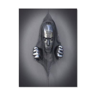 Cyborg Lovers Modern Metallic 3d Design Figure Art Fine Art Canvas Prints For Urban Loft Decor