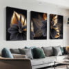Exotic Abstract Botanical Black Golden Leaves Wall Art Fine Art Canvas Prints For Luxury Living Room