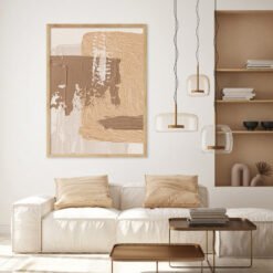Fashion Abstract Contemporary Wall Art Thick Brush Beige Brown Terracotta Pictures For Living Room