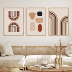 Modern Abstract Beige Terracotta Neutral Color Figure Art Gallery Wall Art Pictures For Living Room