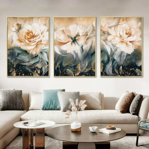 Modern Abstract Big Floral Wall Art Fine Art Canvas Prints Pictures For Living Room Bedroom Decor