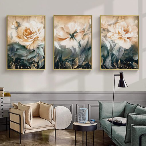 Modern Abstract Big Floral Wall Art Fine Art Canvas Prints Pictures For Living Room Bedroom Decor